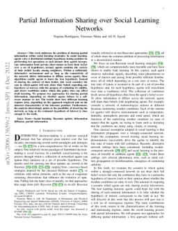 Partial Information Sharing over Social Learning Networks