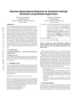 Attention-Based Neural Networks for Sentiment Attitude Extraction using
  Distant Supervision