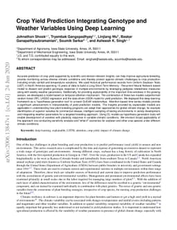 Crop Yield Prediction Integrating Genotype and Weather Variables Using
  Deep Learning