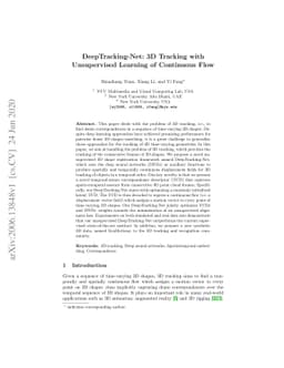 DeepTracking-Net: 3D Tracking with Unsupervised Learning of Continuous
  Flow