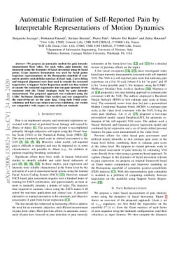 Automatic Estimation of Self-Reported Pain by Interpretable
  Representations of Motion Dynamics