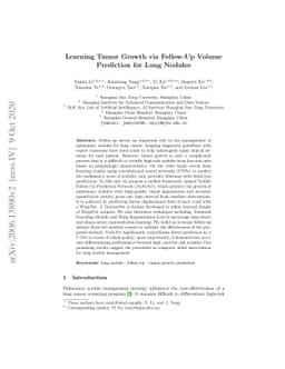 Learning Tumor Growth via Follow-Up Volume Prediction for Lung Nodules