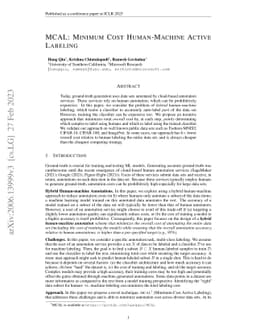 MCAL: Minimum Cost Human-Machine Active Labeling