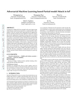 Adversarial Machine Learning based Partial-model Attack in IoT