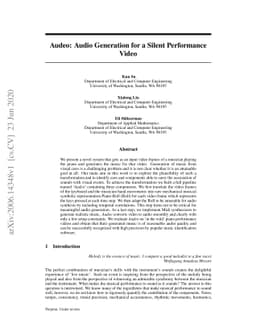 Audeo: Audio Generation for a Silent Performance Video