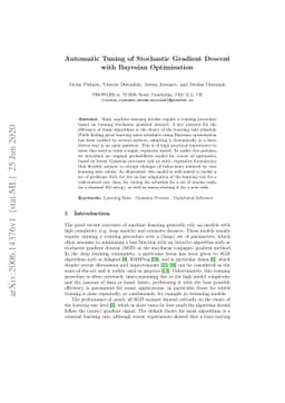 Automatic Tuning of Stochastic Gradient Descent with Bayesian
  Optimisation