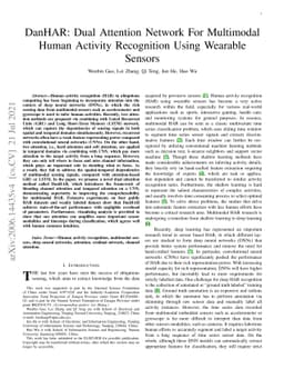 DanHAR: Dual Attention Network For Multimodal Human Activity Recognition
  Using Wearable Sensors