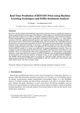 Real-Time Prediction of BITCOIN Price using Machine Learning Techniques
  and Public Sentiment Analysis
