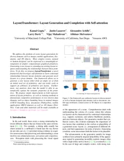 LayoutTransformer: Layout Generation and Completion with Self-attention