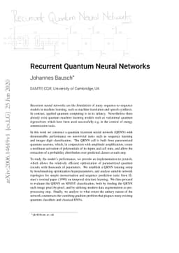 Recurrent Quantum Neural Networks