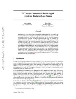 MTAdam: Automatic Balancing of Multiple Training Loss Terms