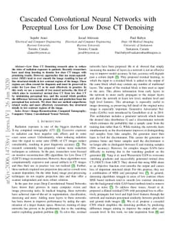 Cascaded Convolutional Neural Networks with Perceptual Loss for Low Dose
  CT Denoising