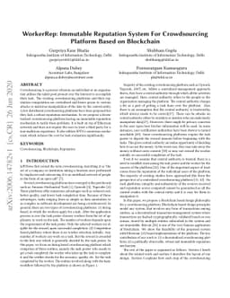 WorkerRep: Immutable Reputation System For Crowdsourcing Platform Based
  on Blockchain