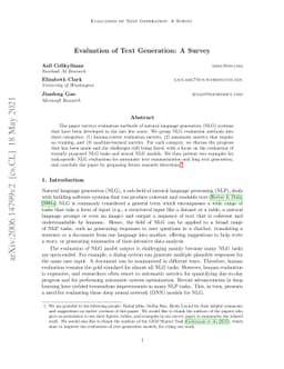 Evaluation of Text Generation: A Survey