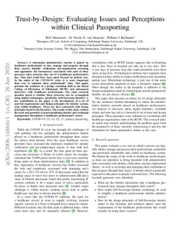 Trust-by-Design: Evaluating Issues and Perceptions within Clinical
  Passporting