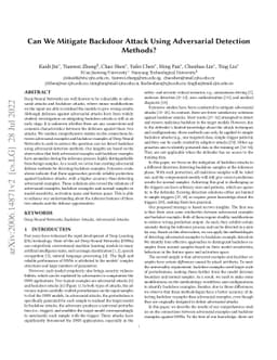 Can We Mitigate Backdoor Attack Using Adversarial Detection Methods?