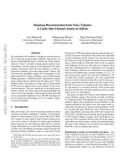 Database Reconstruction from Noisy Volumes: A Cache Side-Channel Attack
  on SQLite