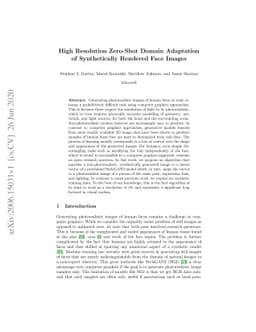 High Resolution Zero-Shot Domain Adaptation of Synthetically Rendered
  Face Images
