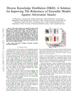Diverse Knowledge Distillation (DKD): A Solution for Improving The
  Robustness of Ensemble Models Against Adversarial Attacks
