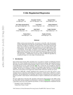 Critic Regularized Regression