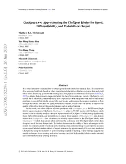 CheXpert++: Approximating the CheXpert labeler for
  Speed,Differentiability, and Probabilistic Output