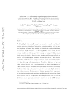 MiniNet: An extremely lightweight convolutional neural network for
  real-time unsupervised monocular depth estimation