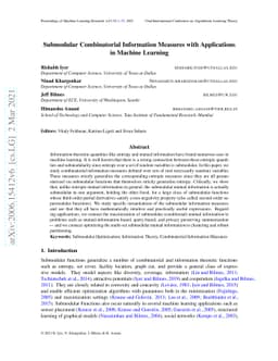 Submodular Combinatorial Information Measures with Applications in
  Machine Learning