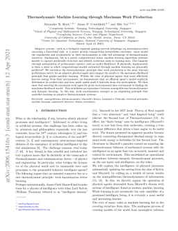 Thermodynamic Machine Learning through Maximum Work Production