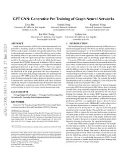 GPT-GNN: Generative Pre-Training of Graph Neural Networks