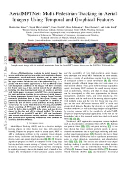 AerialMPTNet: Multi-Pedestrian Tracking in Aerial Imagery Using Temporal
  and Graphical Features