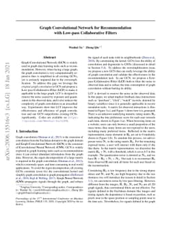 Graph Convolutional Network for Recommendation with Low-pass
  Collaborative Filters