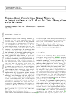 Compositional Convolutional Neural Networks: A Robust and Interpretable
  Model for Object Recognition under Occlusion