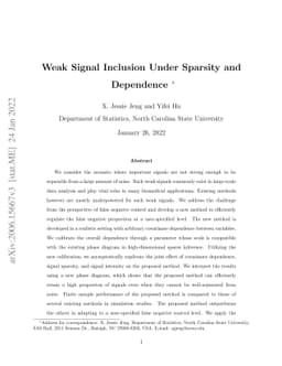 Weak Signal Inclusion Under Sparsity and Dependence