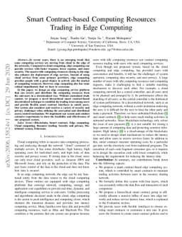 Smart Contract-based Computing ResourcesTrading in Edge Computing