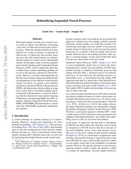 Robustifying Sequential Neural Processes