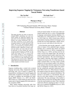 Improving Sequence Tagging for Vietnamese Text Using Transformer-based
  Neural Models