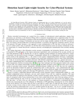 Distortion based Light-weight Security for Cyber-Physical Systems