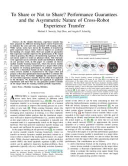 To Share or Not to Share? Performance Guarantees and the Asymmetric
  Nature of Cross-Robot Experience Transfer