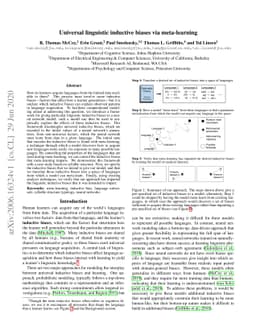 Universal linguistic inductive biases via meta-learning