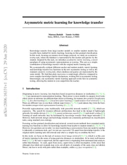 Asymmetric metric learning for knowledge transfer