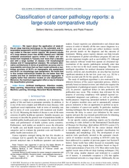 Classification of cancer pathology reports: a large-scale comparative
  study