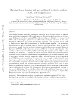 Bayesian Sparse learning with preconditioned stochastic gradient MCMC
  and its applications