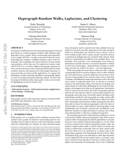 Hypergraph Random Walks, Laplacians, and Clustering