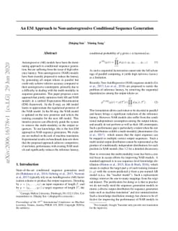 An EM Approach to Non-autoregressive Conditional Sequence Generation