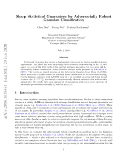 Sharp Statistical Guarantees for Adversarially Robust Gaussian
  Classification