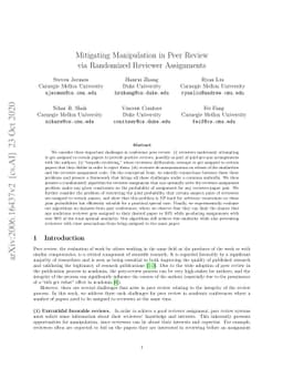 Mitigating Manipulation in Peer Review via Randomized Reviewer
  Assignments