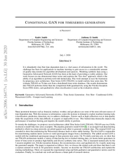 Conditional GAN for timeseries generation