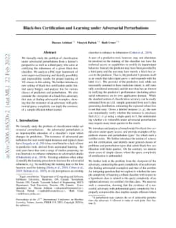 Black-box Certification and Learning under Adversarial Perturbations