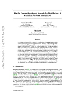 On the Demystification of Knowledge Distillation: A Residual Network
  Perspective
