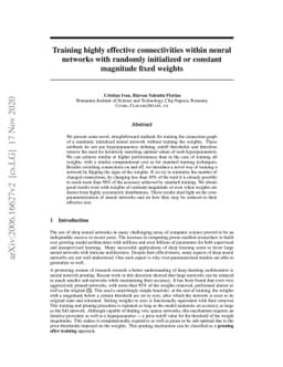 Training highly effective connectivities within neural networks with
  randomly initialized, fixed weights